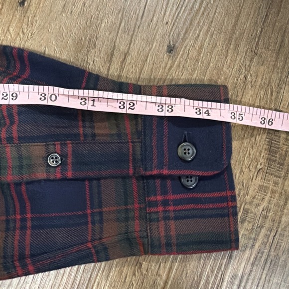 Vtg Lands End Mens Medium Portuguese Blue Plaid Cotton Flannel Button Down Shirt - Picture 12 of 12